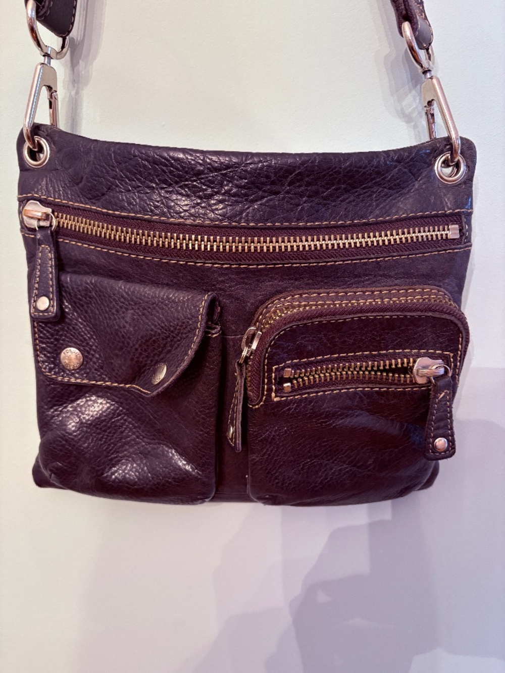 Fossil Sutter Black Leather Crossbody Bag